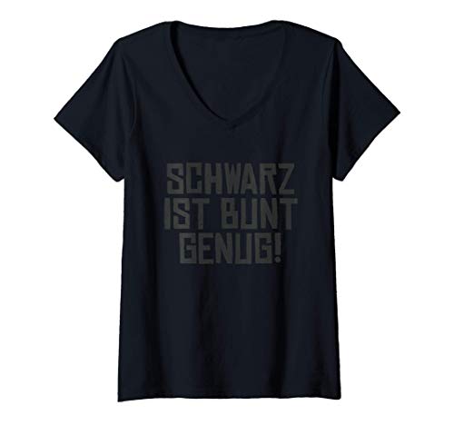 Damen Schwarz ist Bunt genug T-Shirt mit V-Ausschnitt Damen Schwarz ist Bunt genug T-Shirt mit V-Ausschnitt von Schwarz ist Bunt genug Kollektion