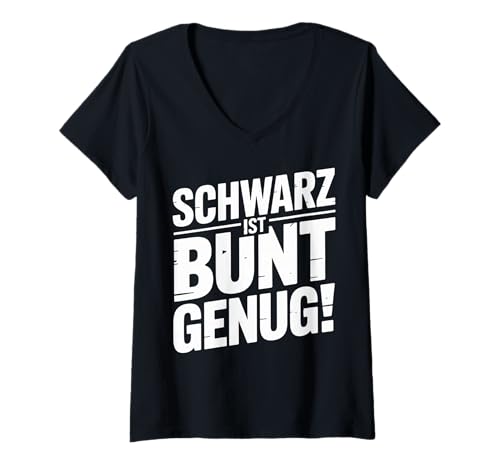 Damen Schwarz ist bunt genug T-Shirt mit V-Ausschnitt Damen Schwarz ist bunt genug T-Shirt mit V-Ausschnitt von Schwarz ist bunt genug Shop