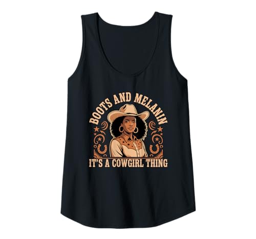 Damen Western Country Afroamerikanische Stiefel Melanin Tank Top Damen Western Country Afroamerikanische Stiefel Melanin Tank Top von Schwarze Cowboy Frauen Farwest Entwürfe