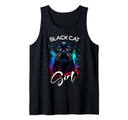 Black Cat Girl Katze Mädchen Schwarze Katze Tank Top Black Cat Girl Katze Mädchen Schwarze Katze Tank Top von Schwarze Katze Designs Damen Mädchen