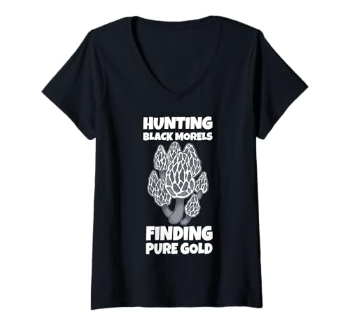 Damen Hunting Black Morels Finding Pure Gold T-Shirt mit V-Ausschnitt Damen Hunting Black Morels Finding Pure Gold T-Shirt mit V-Ausschnitt von Schwarze Morcheln Pilzsammler Jagd