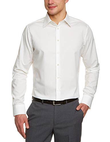 Seidensticker Herren Shaped Bügelfrei Kent Langarm Business Shirt, ecru, 38 EU von Seidensticker