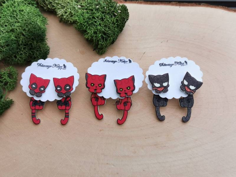 Deadpool, Venom, Hellboy Comic Inspirierte Ohrstecker Deadpool, Venom, Hellboy Comic Inspirierte Ohrstecker von SchwarzeKatzejewelry