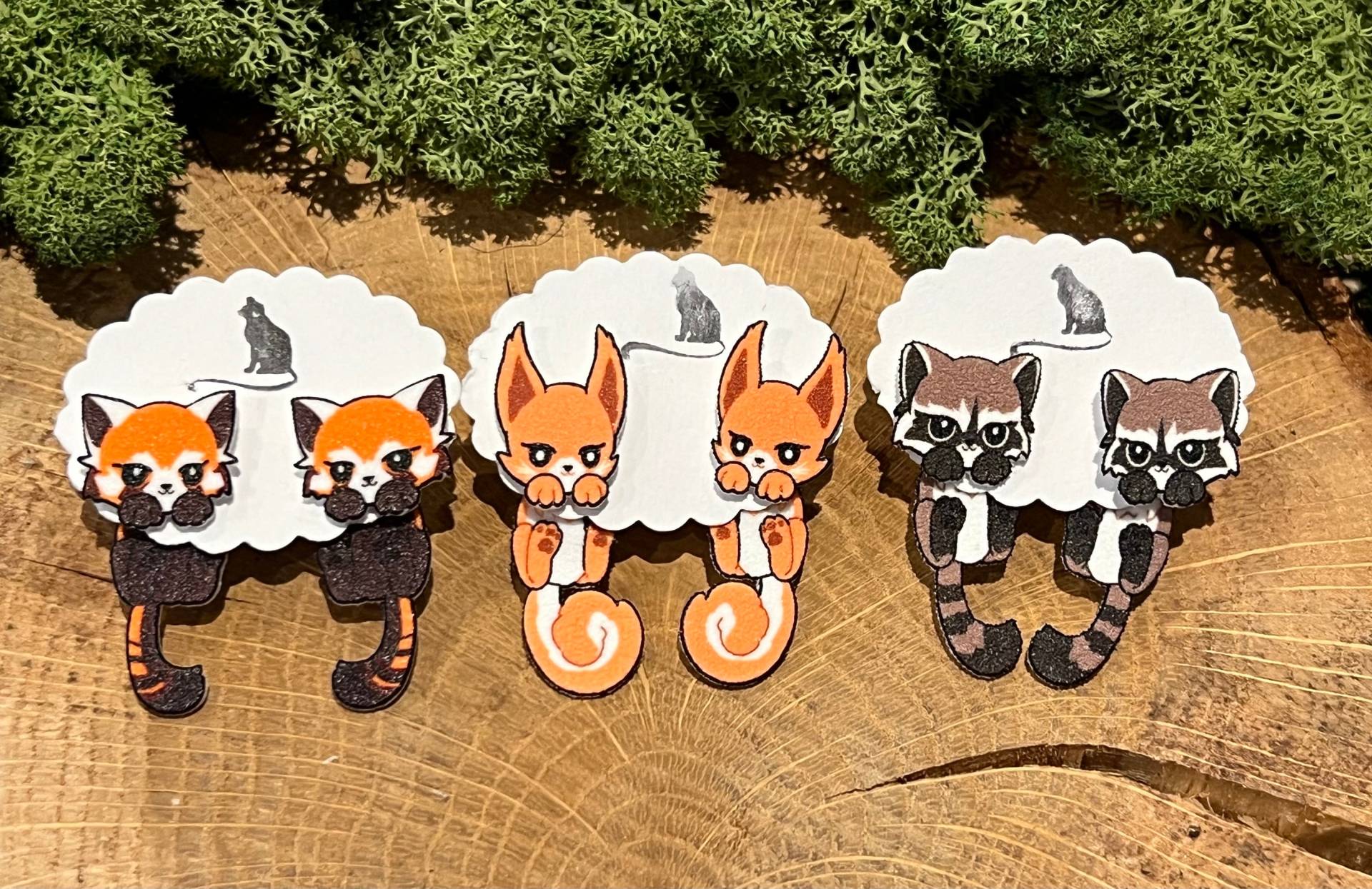 Eichhörnchen, Roter Panda, Waschbär Ohrstecker Eichhörnchen, Roter Panda, Waschbär Ohrstecker von SchwarzeKatzejewelry