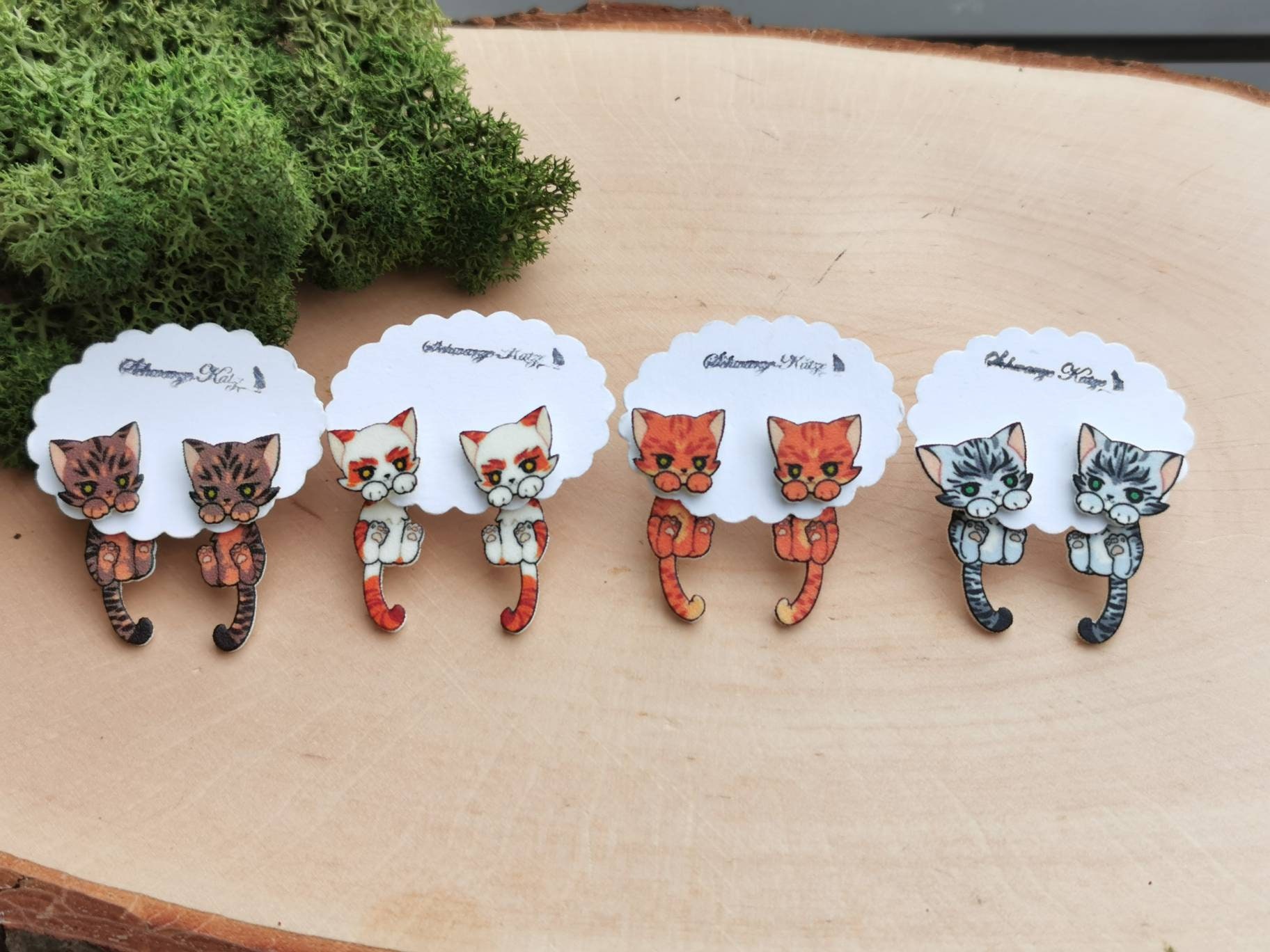 Katzen Ohrstecker Katzen Ohrstecker von SchwarzeKatzejewelry