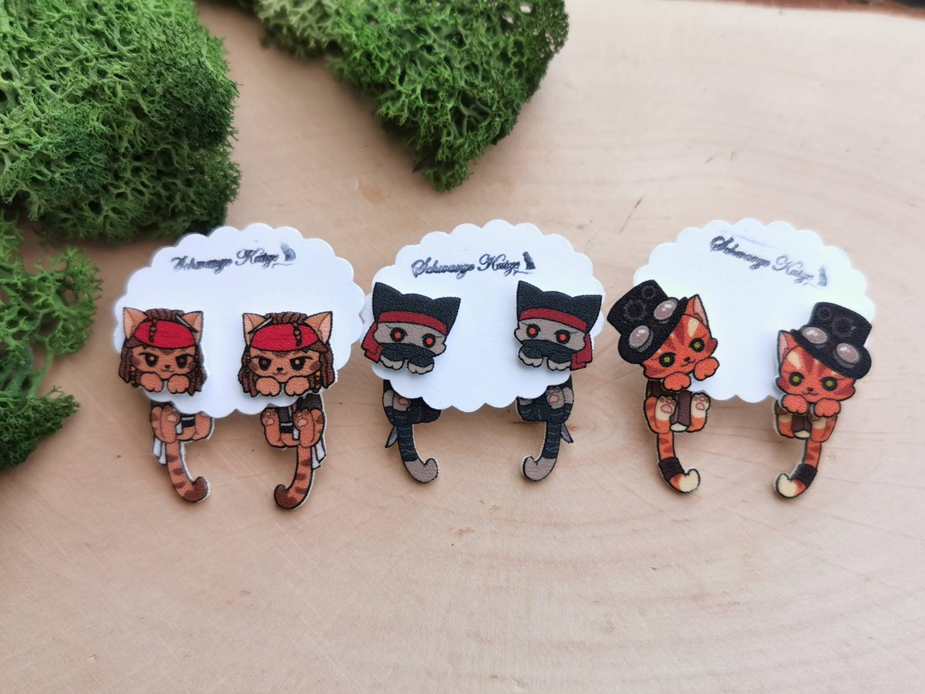 Ninja, Steampunk, Jack Sparrow Piraten Katze Comic Inspirierte Ohrstecker Ninja, Steampunk, Jack Sparrow Piraten Katze Comic Inspirierte Ohrstecker von SchwarzeKatzejewelry