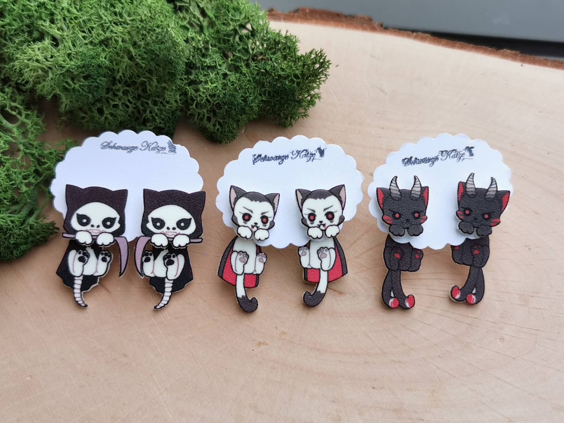 Sensenmann, Dracula, Dämonen Katzen Comic Inspirierte Ohrstecker Sensenmann, Dracula, Dämonen Katzen Comic Inspirierte Ohrstecker von SchwarzeKatzejewelry