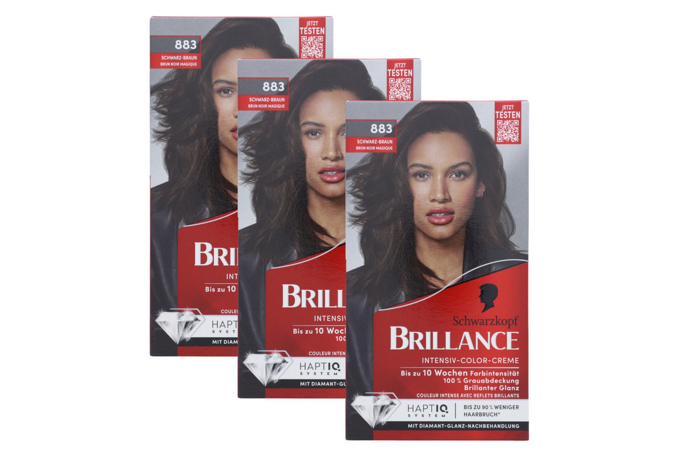 Schwarzkopf Haarfarbe 3 x Schwarzkopf Brillance Intensiv Color Creme 883 Schwarz Braun von Schwarzkopf