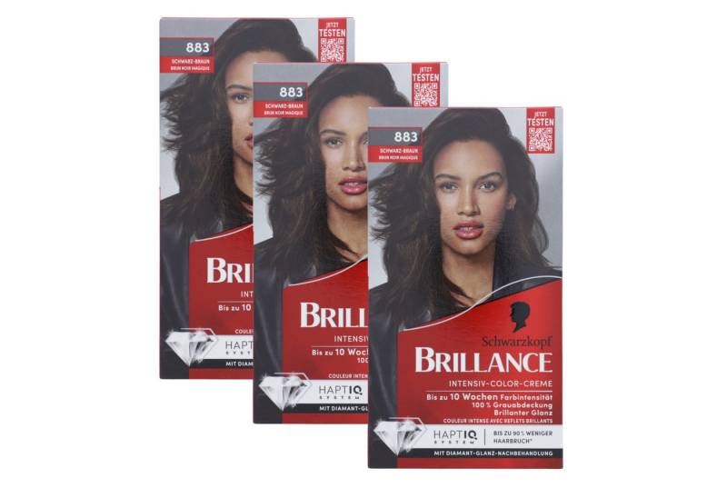 Schwarzkopf Haarfarbe 3 x Schwarzkopf Brillance Intensiv Color Creme 883 Schwarz Braun von Schwarzkopf