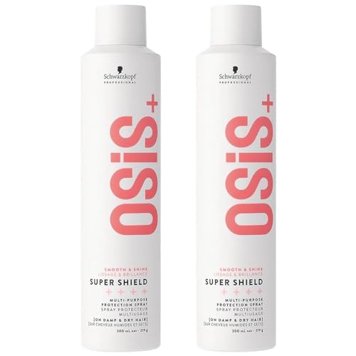 Schwarzkopf Professional OSiS Super Shield Mehrzweck-Thermoschutz-Spray, für langes Haar, reduziert Verfilzungen gegen stumpfen Teint, 300 ml, 2 Stück von Schwarzkopf