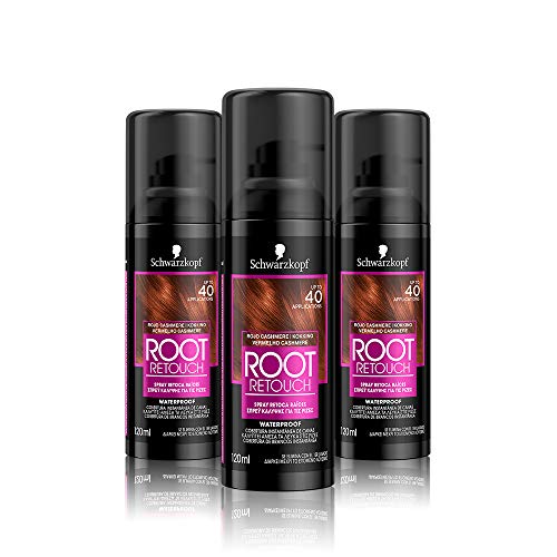 Schwarzkopf Root Retoucher Spray Wurzeln, 3 x 120 ml, vorübergehende Färbung für graue Haare, Wurzelspülung zur Verschleierung des Wurzeleffekts, Kaschmirrot von Schwarzkopf