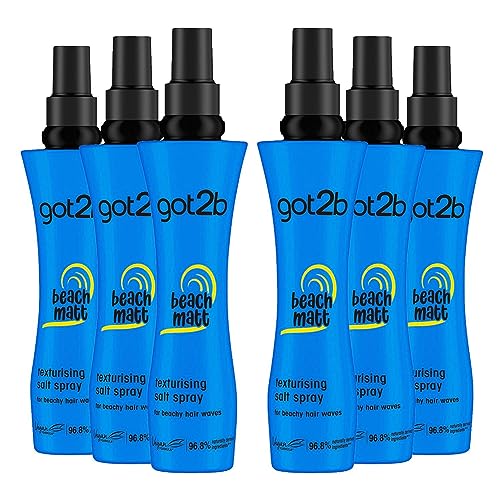 Schwarzkopf got2b Beach Matt Salt Spray, Mittlerer Halt für Texturierung Strandlook Haar, Vegan, 200 ml - 6 Stück von Schwarzkopf