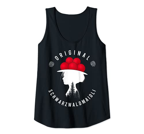 Damen Original Schwarzwaldmädel Schwarzwaldmaidli Bollenhut Bild Tank Top von Schwarzwald Mädchen Bollenhut Tracht Wollrosen