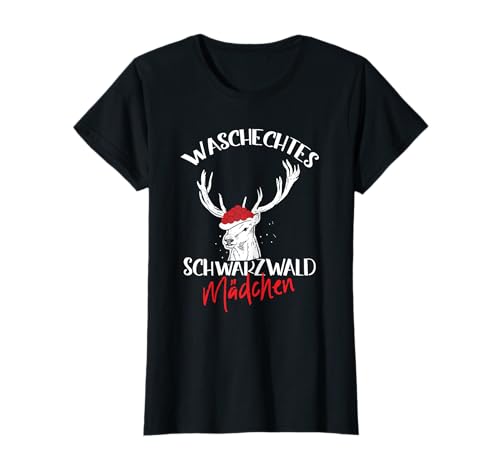 Echtes Schwarzwald Mädchen Hirsch Bollenhut Schwarzwälder T-Shirt von Schwarzwald Natur Designs