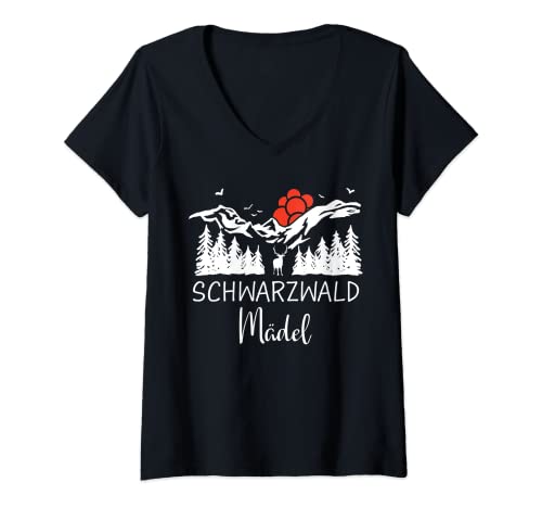 Damen Schwarzwald Mädel Schwarzwälder Wald T-Shirt mit V-Ausschnitt von Schwarzwald Schwarzwälder Baden-Württemberg