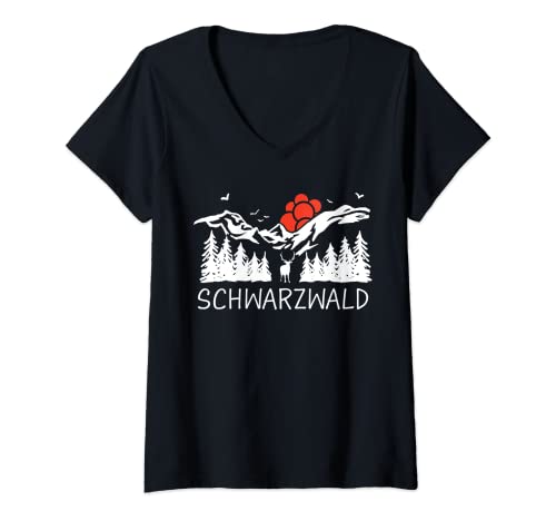 Damen Schwarzwald Wald Reh Schwarzwälder T-Shirt mit V-Ausschnitt Damen Schwarzwald Wald Reh Schwarzwälder T-Shirt mit V-Ausschnitt von Schwarzwald Schwarzwälder Baden-Württemberg