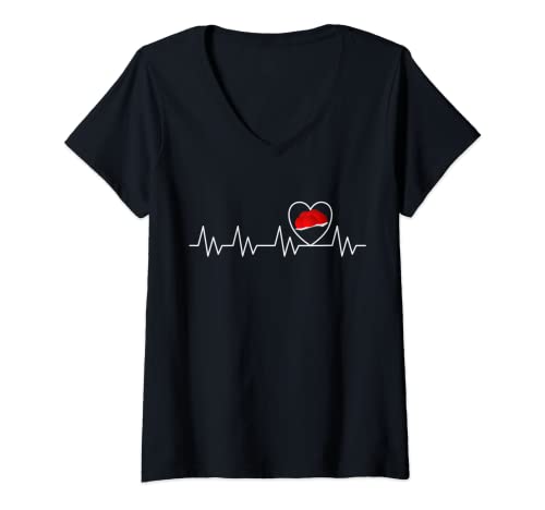 Damen Schwarzwälder Schwarzwaldmädel Bollenhut Damen T-Shirt mit V-Ausschnitt von Schwarzwald Schwarzwaldmädel Bollenhut Geschenke