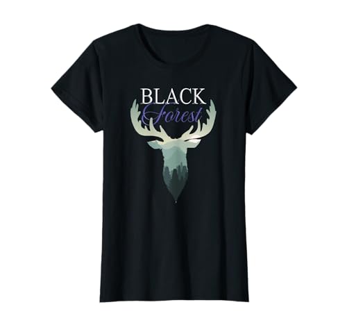 Damen Hirsch Schwarzwald Black Forest Schwarzwaldmädels Wandern T-Shirt von Schwarzwald meine Heimat