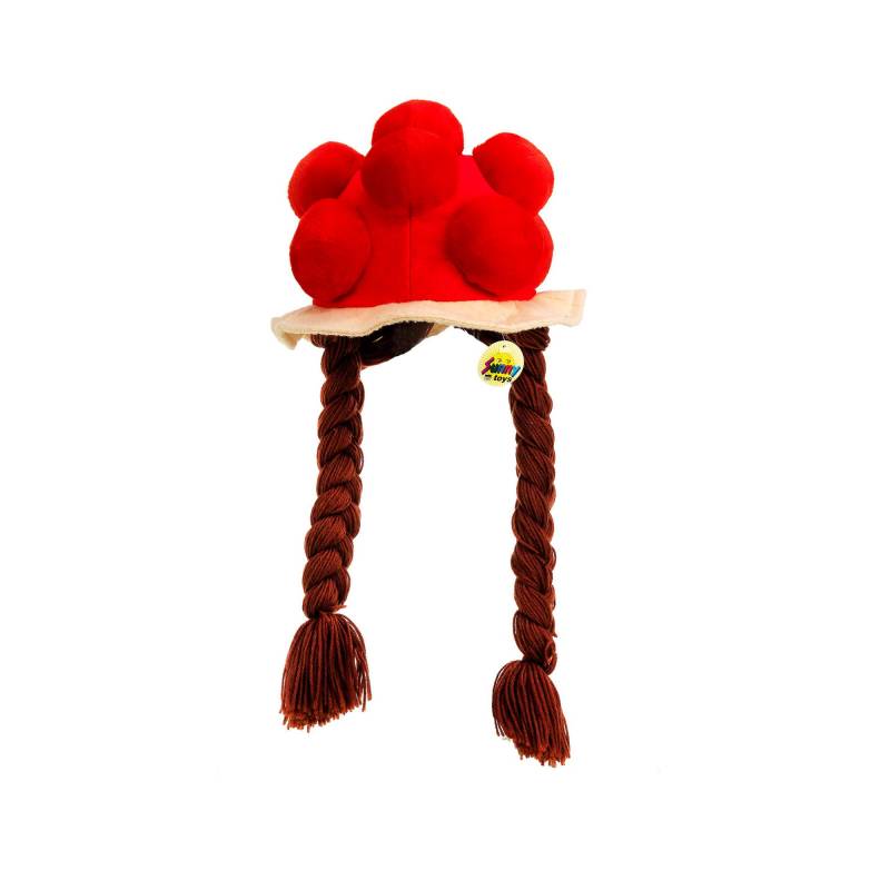 Bollenhut-Mütze Mit Zöpfen Aus Plüsch von SchwarzwaldLadenDe