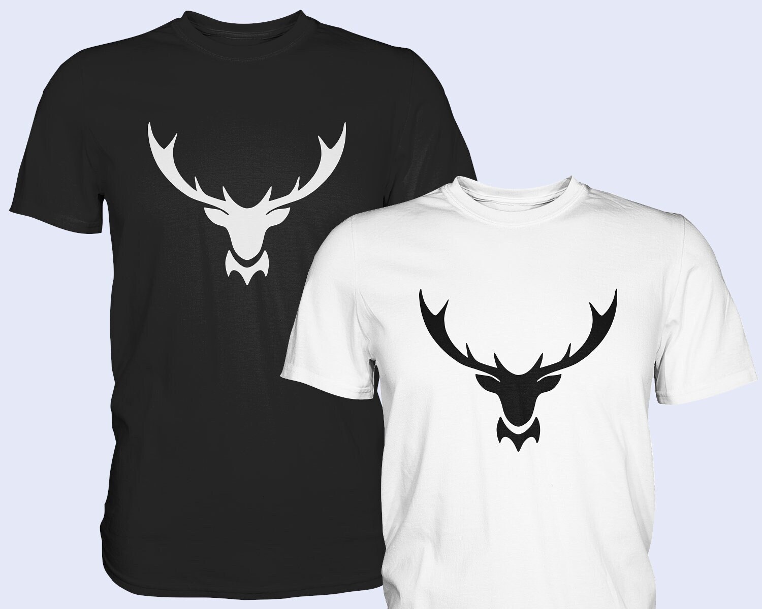 Hirschgeweih | Unisex Premium T-Shirt Heimat Hirsch Schwarzwald Bollenhut Kuckucksuhr Siebdruck Black Forest Jagd Forst Jäger Bayern Baden von Schwarzwaldtextil