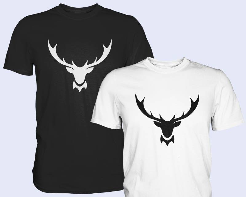 Hirschgeweih | Unisex Premium T-Shirt Heimat Hirsch Schwarzwald Bollenhut Kuckucksuhr Siebdruck Black Forest Jagd Forst Jäger Bayern Baden von Schwarzwaldtextil