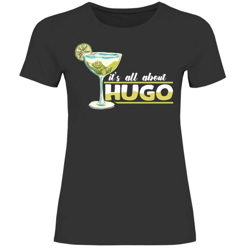 Its All About Hugo Damen T-Shirt Unisex Cocktail Lustiges Witziges Alkohol Party Jga Junggesellenabschied Cocktailglas Getränk von Schwarzwaldtextil