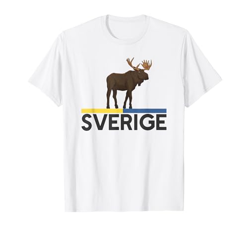 Schweden Outfits Schweden Flagge Sverige Elch T-Shirt, Herren, Schweden-Fans, Kurzarm, T-Shirt, Weiß, S von Schweden Outfits