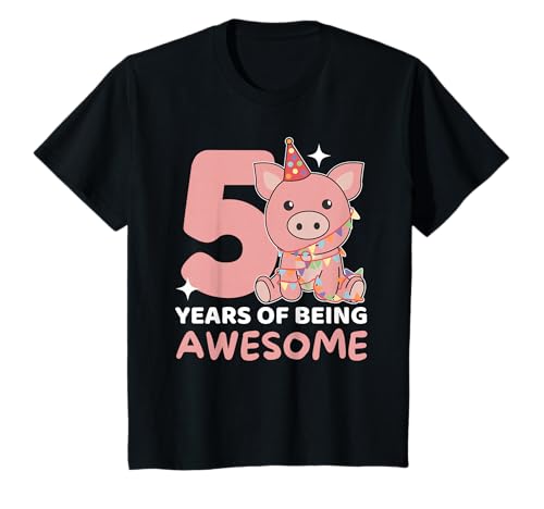 Schwein zum 5. Geburtstag für Kinder fünf Jahre alt T-Shirt von Schwein Geburtstags Geschenk süße Tiere