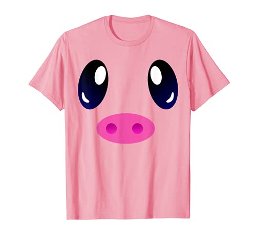 Süßes Schwein Kostüm Baby Schweinchen Rosa Gesicht Ferkel T-Shirt von Schweine Kostüme Outfits