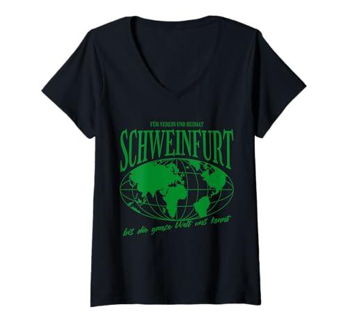 Damen Schweinfurt Heimat Fußball Stolz T-Shirt mit V-Ausschnitt von Schweinfurter Fans Tradition Fan Geschenkidee