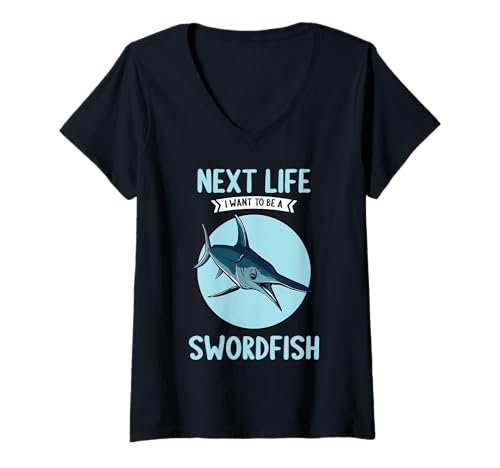 Damen Schwertfische Schwertfisch T-Shirt mit V-Ausschnitt von Schwertfische Schwertfisch Tier Shop