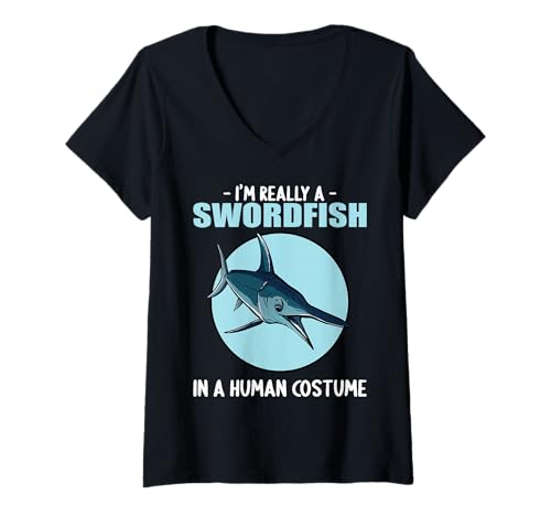 Damen Schwertfische Schwertfisch T-Shirt mit V-Ausschnitt Damen Schwertfische Schwertfisch T-Shirt mit V-Ausschnitt von Schwertfische Schwertfisch Tier Shop