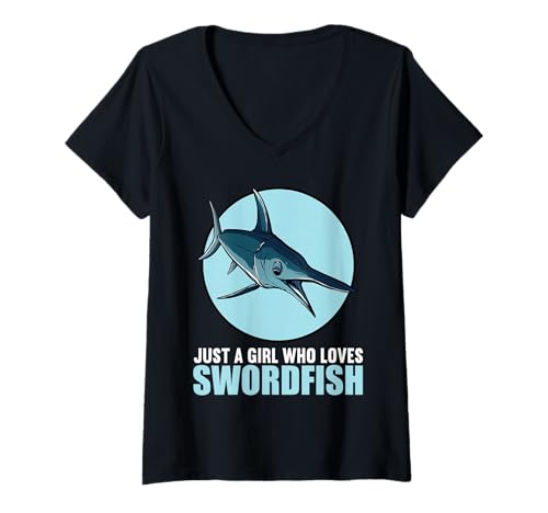 Damen Schwertfische Schwertfisch T-Shirt mit V-Ausschnitt Damen Schwertfische Schwertfisch T-Shirt mit V-Ausschnitt von Schwertfische Schwertfisch Tier Shop