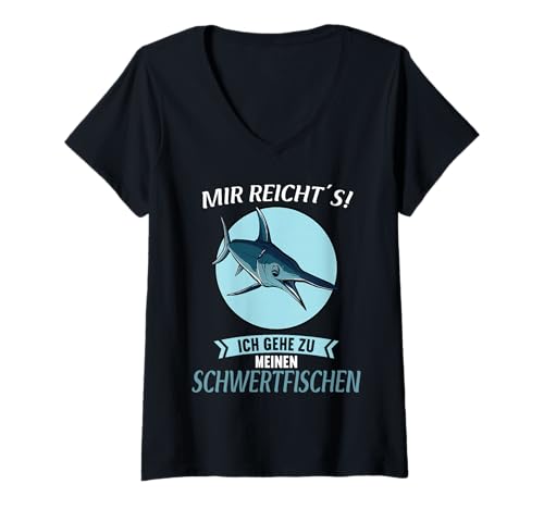 Damen Schwertfische Schwertfisch T-Shirt mit V-Ausschnitt von Schwertfische Schwertfisch Tier Shop