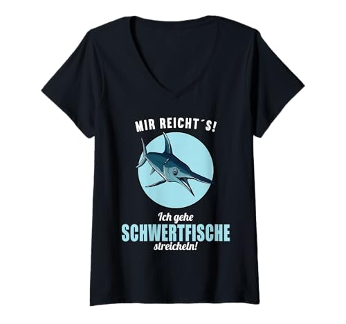 Damen Schwertfische Schwertfisch T-Shirt mit V-Ausschnitt Damen Schwertfische Schwertfisch T-Shirt mit V-Ausschnitt von Schwertfische Schwertfisch Tier Shop