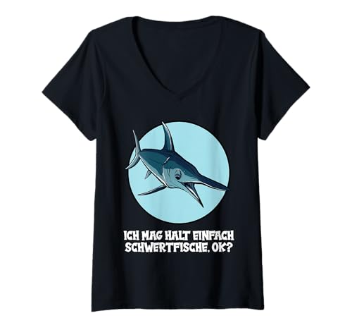 Damen Schwertfische Schwertfisch T-Shirt mit V-Ausschnitt Damen Schwertfische Schwertfisch T-Shirt mit V-Ausschnitt von Schwertfische Schwertfisch Tier Shop