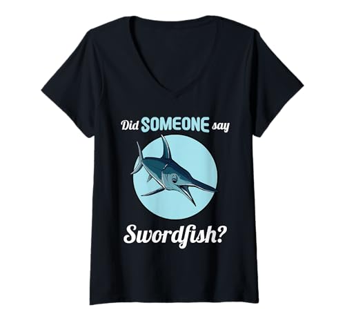 Damen Schwertfische Schwertfisch T-Shirt mit V-Ausschnitt Damen Schwertfische Schwertfisch T-Shirt mit V-Ausschnitt von Schwertfische Schwertfisch Tier Shop