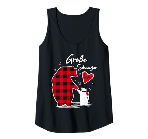 Damen Weihnachtliches Große Schwester Bär 2026 Tank Top von Schwester Bär Freundschaft Design Familie Herz