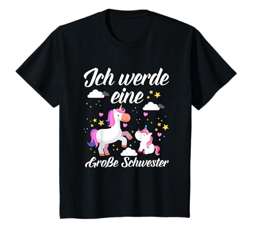 Kinder Einhörner Mädchen Ich Werde eine Große Schwester T-Shirt von Schwester Nachwuchs Geburt Geschwister Geschenke