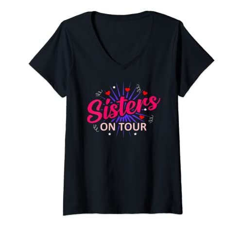 Damen Schwester Sisters On Tour T-Shirt mit V-Ausschnitt Damen Schwester Sisters On Tour T-Shirt mit V-Ausschnitt von Schwester Sisters On Tour