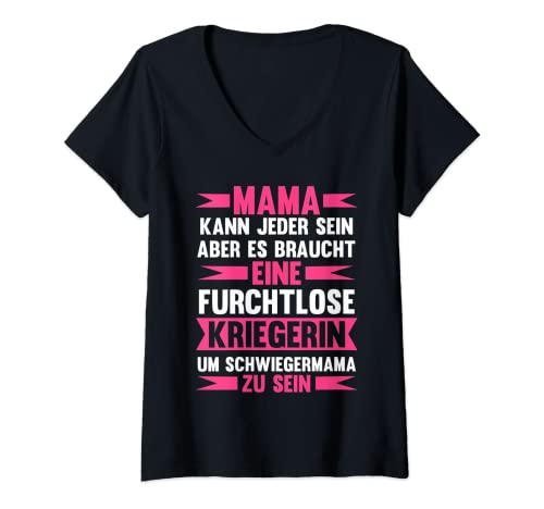 Damen Kriegerin Schwiegermama Schwiegermutter T-Shirt mit V-Ausschnitt von Schwiegermama Schwiegermutter Geschenke