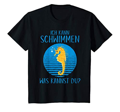 Kinder Seepferdchen Abzeichen Ich kann schwimmen was kannst du? T-Shirt von Schwimmen Tauchen Seepferdchen Geschenk