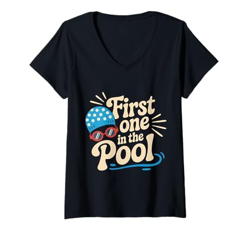 Damen First One In The Pool Schwimmer schnell wettbewerbsfähig |- T-Shirt mit V-Ausschnitt Damen First One In The Pool Schwimmer schnell wettbewerbsfähig |- T-Shirt mit V-Ausschnitt von Schwimmmannschaftsstarterroutine