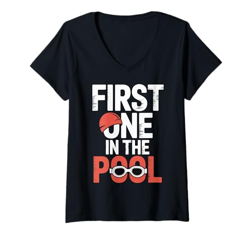 Damen First One In The Pool Swimmer Fast Competitive |- T-Shirt mit V-Ausschnitt Damen First One In The Pool Swimmer Fast Competitive |- T-Shirt mit V-Ausschnitt von Schwimmmannschaftsstarterroutine