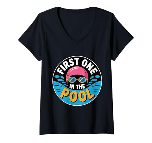 Damen First One In The Pool Swimmer Fast Competitive - T-Shirt mit V-Ausschnitt Damen First One In The Pool Swimmer Fast Competitive - T-Shirt mit V-Ausschnitt von Schwimmmannschaftsstarterroutine