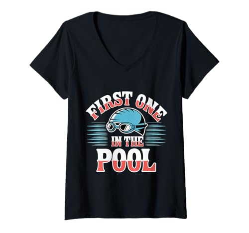 Damen First One In The Pool Swimmer Fast Competitive - T-Shirt mit V-Ausschnitt Damen First One In The Pool Swimmer Fast Competitive - T-Shirt mit V-Ausschnitt von Schwimmmannschaftsstarterroutine