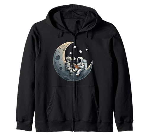 Astronaut liest Robot Cute Cosmic Tech Women Kids ein Buch vor Kapuzenjacke von Sci-fi Education Space Day Learning Bookworm Co