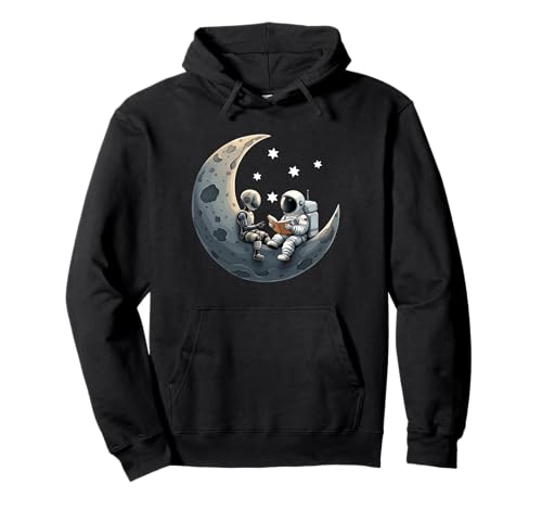 Astronaut liest Robot Cute Cosmic Tech Women Kids ein Buch vor Pullover Hoodie von Sci-fi Education Space Day Learning Bookworm Co