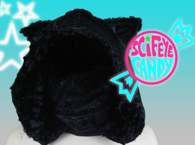 Schwarzer Ausbrenner Samt Und Kunstpelz Kitty Katze Winter Haube Schal Von Scifeyecandy von SciFeyeCandy