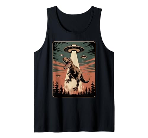 Lustiger Alien Abduktion UFO Dinosaurier Witz Frauen Männer sarkastisch Tank Top von SciFi Alien Abduction Dinosaur T Rex Humor Artwork